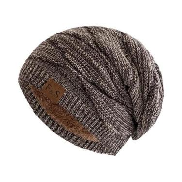 Imagem de Gorro De Inverno Unissex Com Forro De Fleece Quente, Casual, Tricotado