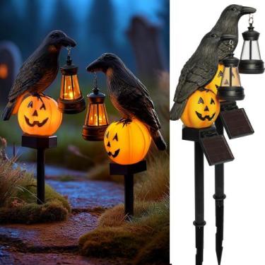 Imagem de Pathway Lights Dazzle Bright Halloween Crow com abóbora x2