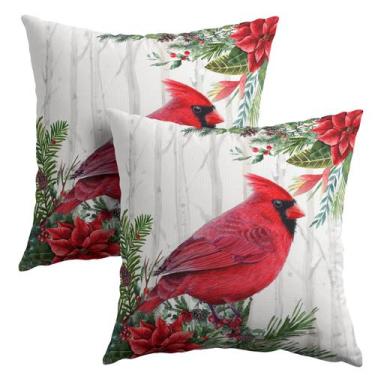 Imagem de Capa de travesseiro Granbey Red Bird 60x60cm Natal Inverno