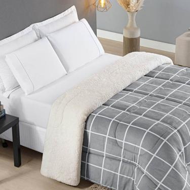 Imagem de Edredom Coberdrom Austim Solteiro  Sherpa E Manta - Cinza