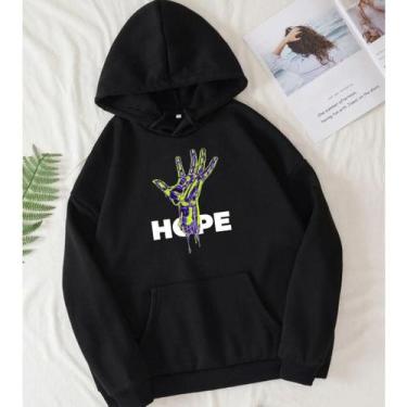 Imagem de Blusa de Frio Moletom Hope Tumblr Unissex Algodão - MAKORI, Preto, M
