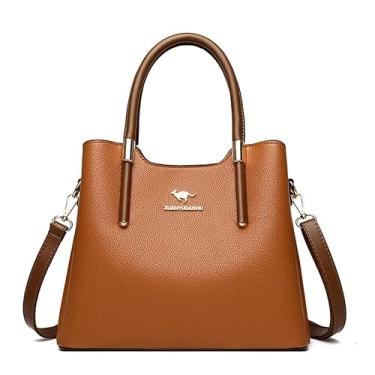 Imagem de Bolsa Feminina Casual de Couro Pu Crossbody Para Mulheres Designer de Luxo das Senhoras de Ombro com Alça Superior Cor Marrom