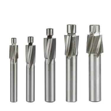 Imagem de WZFC Fresa de extremidade escareadora HSS para fresa de topo de ponta escareadora fresa CNC fresa de topo, conjunto de 5 peças