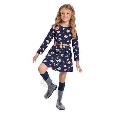Imagem de Vestido manga longa Infantil em Cotton Bee Loop, Azul, 4