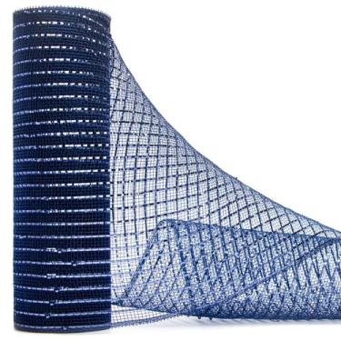 Imagem de Malha metálica azul marinho Ribbon Ribbli 25 cm x 9 m DIY de Natal