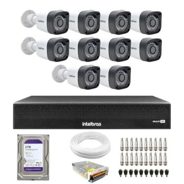 Imagem de Kit 10 Câmeras Tudo Forte TF 2020 B Full HD 1080p Bullet Visão Noturna 20M Proteção IP66 + DVR Gravador Intelbras MHDX 1116-C 16 Canais + HD Interno 2TB