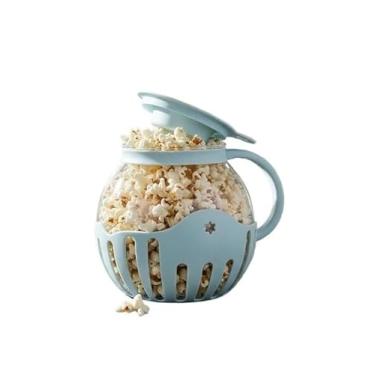 Imagem de Tigela de pipoca com tampa, Pipoqueira de Vidro Borossilicato Silicone Para Micro-ondas 2L(Verde Claro)
