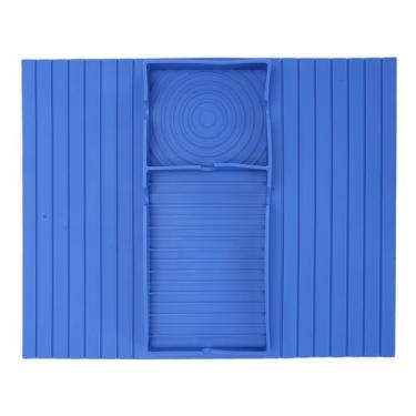 Imagem de Asixxsix Bandeja para braço de sofá, 13,4 x 16,9 x 0,2 polegadas, antiderrapante, silicone macio, porta-copos para sofá, para café, controle remoto, telefone, lanches (Azul Profundo)