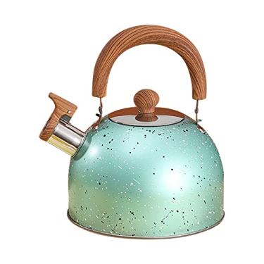 Imagem de TOPINCN Chaleira de chá Assobiando, Chaleira de Aço Inoxidável Com Alça Ergonômica, Caldeira de água de Grande Capacidade, Chaleira de Fundo Plano para Fogão de Indução a Gás (Verde)