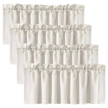 Imagem de Saia blackout de poliéster de 2/4 painéis, cortinas blecaute elegantes com luz natural com bolso para haste, saia decorativa versátil para cozinha, sala de estar, café, banheiro, lavanderia (branco 4)