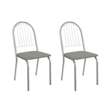 Imagem de Kit 2 Cadeiras De Cozinha Noruega 2c077cr Aço 2 Un Cromado-boucle Cinza - Kappesberg