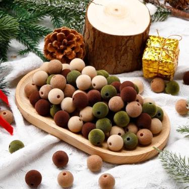 Imagem de XunYee 100 contas de acrílico de veludo de Natal 16 mm contas flocagem e espaçador de tecido árvore de Natal enfeite de veludo para fazer joias faça você mesmo guirlanda bandeja em camadas decoração