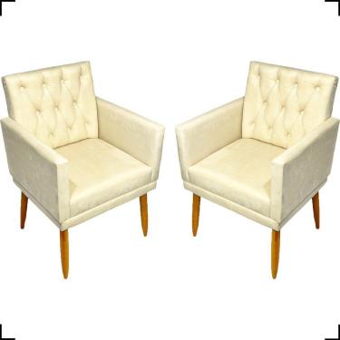 Imagem de Kit 2 Poltronas Decorativa Para Sala Recepção Nina Capitonê Suede Cores Pé Palito