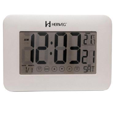 Imagem de Relógio De Parede Mesa Despertador Digital Touch 2983 Branco - Branco