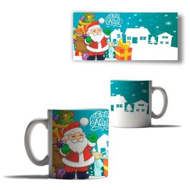 Imagem de Caneca Porcelana Feliz Natal Papai Noel Boneco Neve Arvore 5 - Enjoy S
