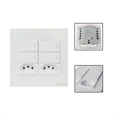 Imagem de Interruptor Inteligente Zigbee 4 Botões Tomadas 4X4 - Branco