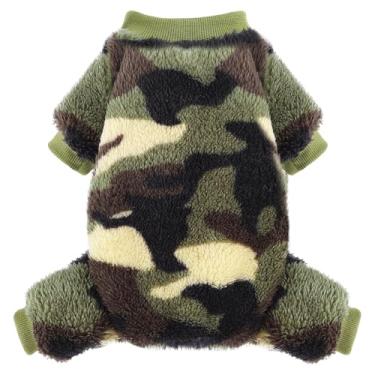 Imagem de Pijama para cães pequenos, meninas, meninos, macacão de inverno, para clima frio, 4 pernas, suéter para chihuahua yorkie xícara de chá, macacão fofo para animais de estimação (pequeno, camuflagem