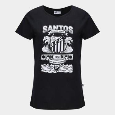 Imagem de Camiseta Santos Feminina - Surf Center, Preto, Chumbo, GG