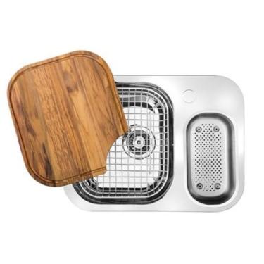 Imagem de Cuba Dupla de Embutir 54,5x40x18 Inox Alto Brilho com Acessórios Lift 