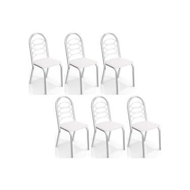 Imagem de Cadeira De Cozinha Holanda C009 Kit 6 Un Cromada Branco 106