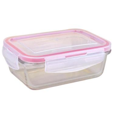 Imagem de Pote Retangular de Vidro 570ml com Tampa Hermética Cazza