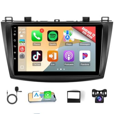 Imagem de Naifay Rádio veicular Android 12 para Mazda 2009, 2010, 2011, 2012, 2013, 2 + 32 G, tela sensível ao toque IPS de 9 polegadas para Mazda 3 estéreo com câmera Carplay Android Auto Bluetooth FM GPS WiFi