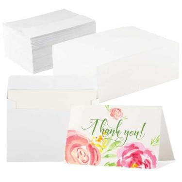 Imagem de CXIIPOL 60 conjuntos de cartões de aquarela com envelopes, cartões de papel de aquarela dobráveis de 10 x 15 cm, cartões postais em aquarela de 63 kg/300 g/m² perfeitos para fazer convites de
