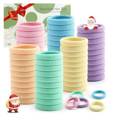 Imagem de 100 peças de laços de cabelo grossos sem costura, suportes de rabo de cavalo, acessórios de cabelo sem danos para cabelos grossos (cores de primavera)