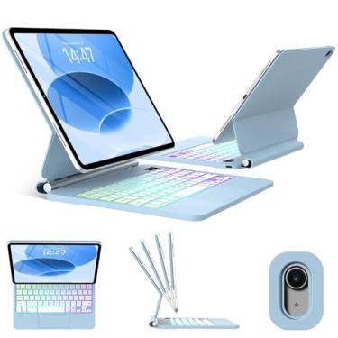 Imagem de Capa Magic Keyboard para iPad A16 11ª/10ª geração com teclado, retroiluminação arco-íris, trackpad multitoque, suporte cantilever flutuante, capa magnética para iPad A16 de 11 polegadas / 10ª geração