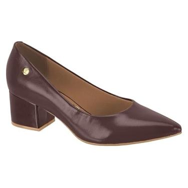 Imagem de Sapato Feminino Vizzano – Bico Fino, Salto Bloco Baixo, Laterais Abertas e Conforto (Cacau Napa, BR, Adulto, Numérico, 36)