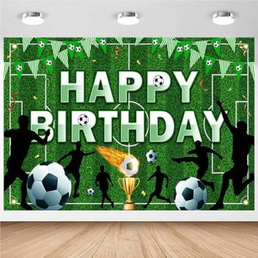 Imagem de Avezano Faixa de futebol feliz aniversário fundo de festa de aniversário de futebol para decoração de festa de futebol, faixa de feliz dia B para meninos, crianças, adolescentes (2,4 x 1,8 m)