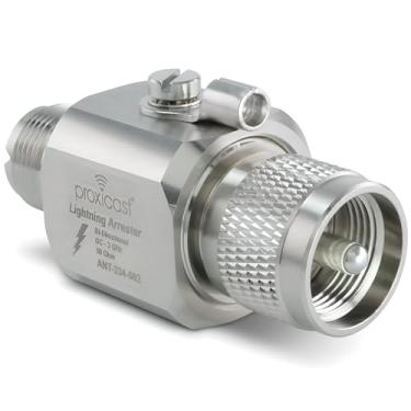 Imagem de Proxicast Coaxial Lightning Arrester/Suppressor with PL-259 & SO-239 (M/F) Connectors - Pro-Grade Coax Cable Surge Protector for HF, VHF, UHF, CB, Ham, Two-Way Radio and Other Antennas (ANT-234-002)