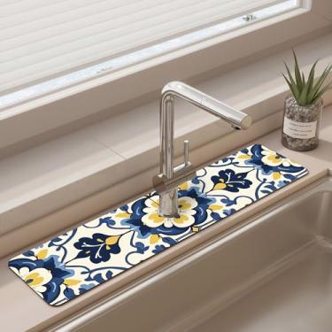 Imagem de Tapete de torneira para pia de cozinha - tapete absorvente de pia, protetor de respingos de secagem rápida para cozinha e banheiro - almofada de secagem antiderrapante com absorção de água atrás da