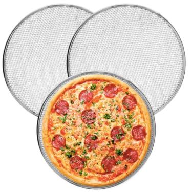 Imagem de Shanshanshop 3 peças de forma de pizza de 30 cm, tela de pizza, forma de pizza para forno, bandeja de pizza antiaderente com borda reforçada - distribuição de calor uniformemente, fácil de limpar para