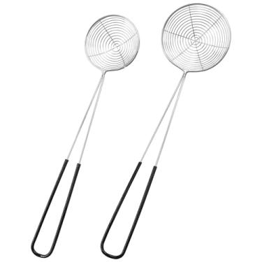 Imagem de Murtenze Pacote com 2 colheres de coador de aço inoxidável, colher de escumadeira de arame de concha, coador de panela quente com alça para filtro de óleo de cozimento de cozinha, almôndega (2