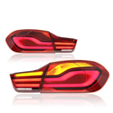 Imagem de JOLUNG Luzes traseiras compatíveis com série 4 M4 GTS F32 F33 F36 F82 F83 2013-2020, DRL luzes traseiras montagem de seta luzes de ré, luzes traseiras de freio farol de neblina reversa, 1 par