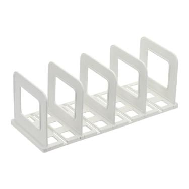 Imagem de PATIKIL Organizador de arquivos vertical, organizador de arquivos de mesa com 4 compartimentos, suporte vertical vertical, divisórias de prateleira ajustáveis de plástico para mesa de escritório