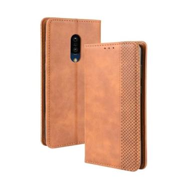 Imagem de Capa para SHARP Aquos Zero 2,Retro Flip magnético,Caso de telefone de couro PU,Design de carteira com 3 slots de cartão e 1 clipe de dinheiro -Brown