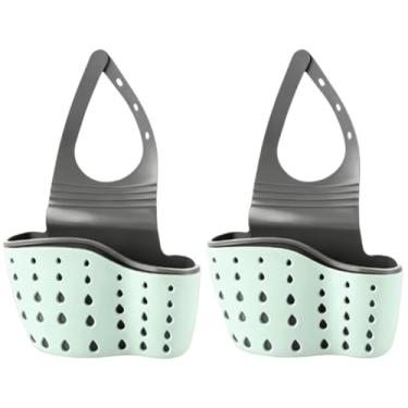 Imagem de Cesta de drenagem de torneira prateleira de pia de cozinha suporte de drenagem de esponja de sabão de dois andares cesta suspensa armazenamento ventosa organizador de cozinha acessórios de pia 2 peças