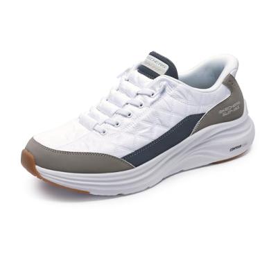 Imagem de Skechers Tênis masculino de ajuste confortável com as mãos livres sem cadarço, Branco/Taupe, 42 BR