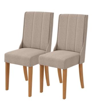 Imagem de Kit 2 Cadeiras Celina - Lopas Linho Rinzai Bege/amendoa Clean.