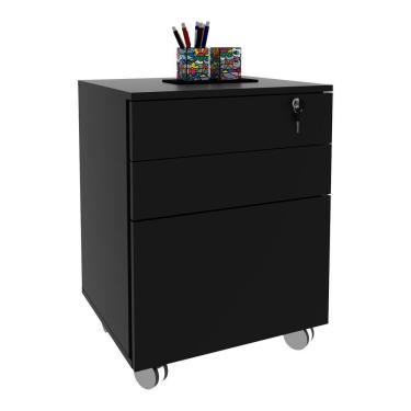 Imagem de Gaveteiro Arquivo Com Chave E Rodízios Multimóveis Vcr25045 Preto Preto