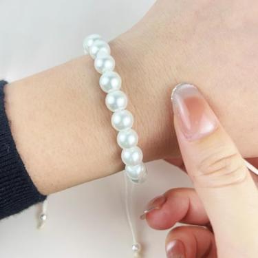 Imagem de Pulseira feminina de pérola ajustável de 8 mm, Adjustable, Cerâmica, Sem Pedra Preciosa