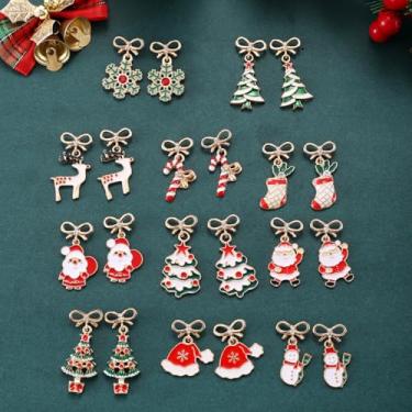 Imagem de Brincos de Natal para mulheres, árvore, Papai Noel, boneco de neve, brincos pendurados, roupas de Natal, acessórios de bijuteria, 2inch, Cobre, Sem pedra preciosa