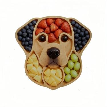 Imagem de Estátua de arte - Tábua de queijo decorativa em forma de buldogue, prato de charcutaria de rosto de cachorro para servir carnes, inauguração de casa, aniversário, reunião de férias (labrador)