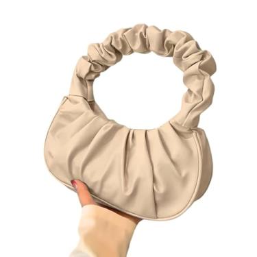 Imagem de Bolsa Nuvem Moda Sólida e com Grande Capacidade design pregueado prático, perfeito para feminino que ama estilo e funcionalidade(bege)