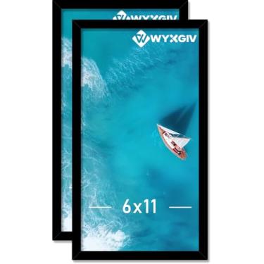 Imagem de Wyxgiv Conjunto de 2 porta-retratos 15 x 28 cm, moldura preta leve e durável com tela de plástico de alta nitidez, 15 x 28 cm, horizontal/vertical (2 pacotes|preto | 15 x 28 cm)