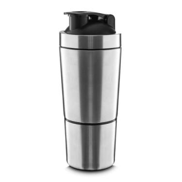 Imagem de Coqueteleira em Aço Inox 750ml com Copo Extra 200ml – Shake Gym com Mola Misturadora e Medidor Gravado