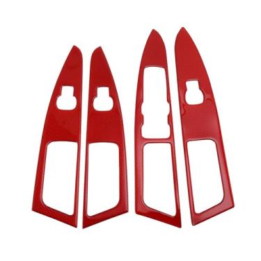 Imagem de TUCKBOLD Tampa de painel de interruptor de elevação de janela para Ford Mondeo 2013-2019 Botão de controle da janela da porta do carro dianteiro traseiro acessórios interiores fibra de carbono