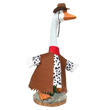 Imagem de Shineyidoor Roupas de ganso de varanda para estátua de ganso de gramado de 58 cm, fantasia para estátua de ganso de plástico/cimento, roupas de escultura de outono sazonal para decoração de festa de